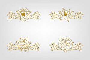 Blooms Greenery Floral Foliage Ornament Corner Text Separator vector