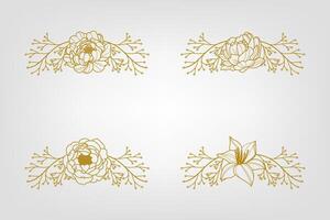 Blooms Greenery Floral Foliage Ornament Corner Text Separator vector