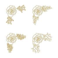 The Blooms Greenery Floral Foliage Ornament Corner Text Separator Elegance Frame for Invitations vector