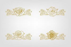 Blooms Greenery Floral Foliage Ornament Corner Text Separator vector