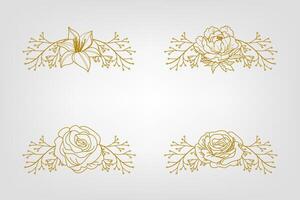 Blooms Greenery Floral Foliage Ornament Corner Text Separator vector