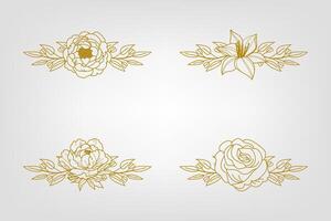 Blooms Greenery Floral Foliage Ornament Corner Text Separator vector