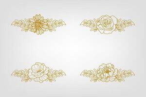 Blooms Greenery Floral Foliage Ornament Corner Text Separator vector