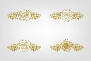 Blooms Greenery Floral Foliage Ornament Corner Text Separator vector