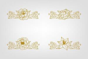 Blooms Greenery Floral Foliage Ornament Corner Text Separator vector
