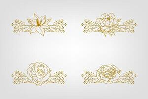 Blooms Greenery Floral Foliage Ornament Corner Text Separator vector