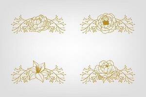 Blooms Greenery Floral Foliage Ornament Corner Text Separator vector