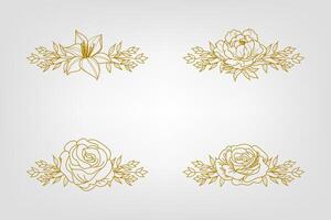 Blooms Greenery Floral Foliage Ornament Corner Text Separator vector