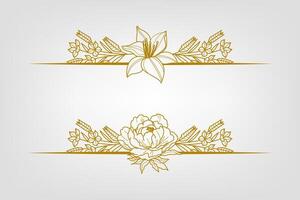 Blooms Greenery Floral Foliage Ornament Corner Text Separator vector