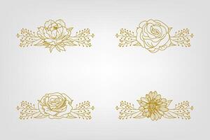 Blooms Greenery Floral Foliage Ornament Corner Text Separator vector