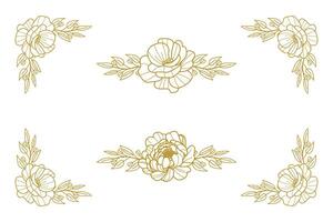 Blooms Greenery Floral Foliage Ornament Corner Text Separator vector