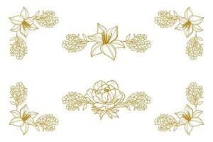 Blooms Greenery Floral Foliage Ornament Corner Text Separator vector