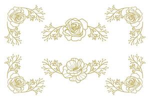 Blooms Greenery Floral Foliage Ornament Corner Text Separator vector