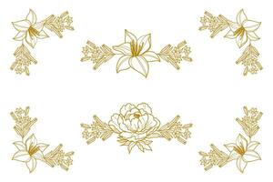 Blooms Greenery Floral Foliage Ornament Corner Text Separator vector