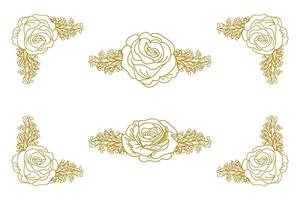 Blooms Greenery Floral Foliage Ornament Corner Text Separator vector