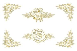 Blooms Greenery Floral Foliage Ornament Corner Text Separator vector