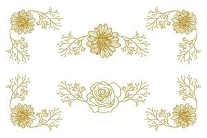Blooms Greenery Floral Foliage Ornament Corner Text Separator vector