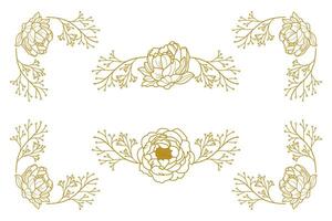 Blooms Greenery Floral Foliage Ornament Corner Text Separator vector