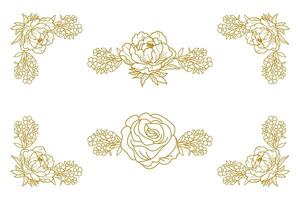 Blooms Greenery Floral Foliage Ornament Corner Text Separator vector