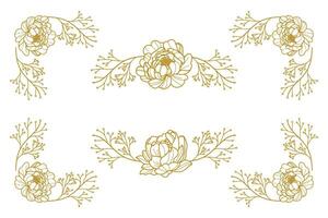 Blooms Greenery Floral Foliage Ornament Corner Text Separator vector