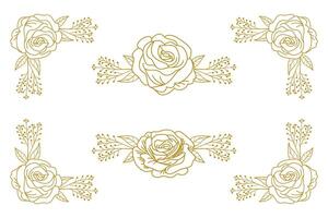 Blooms Greenery Floral Foliage Ornament Corner Text Separator vector