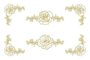 Blooms Greenery Floral Foliage Ornament Corner Text Separator vector