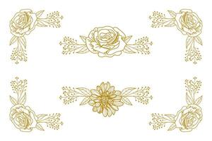 Blooms Greenery Floral Foliage Ornament Corner Text Separator vector