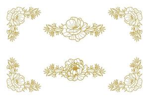 Blooms Greenery Floral Foliage Ornament Corner Text Separator vector