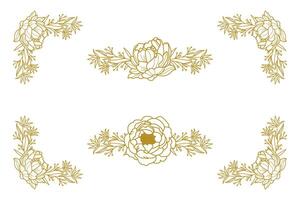 Blooms Greenery Floral Foliage Ornament Corner Text Separator vector