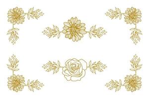 Blooms Greenery Floral Foliage Ornament Corner Text Separator vector