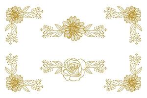Blooms Greenery Floral Foliage Ornament Corner Text Separator vector