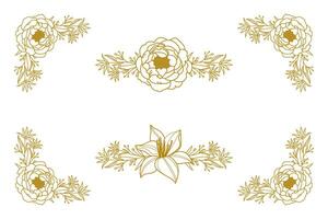 Blooms Greenery Floral Foliage Ornament Corner Text Separator vector