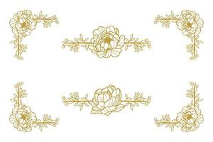 Blooms Greenery Floral Foliage Ornament Corner Text Separator vector