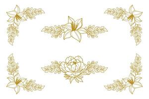 Blooms Greenery Floral Foliage Ornament Corner Text Separator vector