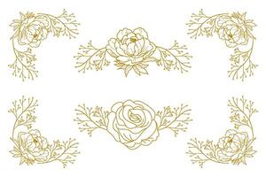 Blooms Greenery Floral Foliage Ornament Corner Text Separator vector