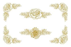 Blooms Greenery Floral Foliage Ornament Corner Text Separator vector