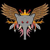 an elephant with wings and a crown on its head vector