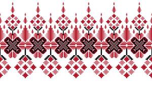 Geometric floral pattern background illustration.flower ethnic pixel pattern,Aztec style,abstract background.design for texture,fabric,clothing,decoration,print,sarong. vector