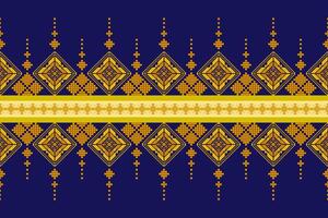 Geometric floral pattern background illustration.flower ethnic pixel pattern,Aztec style,abstract background.design for texture,fabric,clothing,decoration,print,sarong. vector