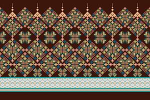 Geometric floral pattern background illustration.flower ethnic pixel pattern,Aztec style,abstract background.design for texture,fabric,clothing,decoration,print,sarong. vector