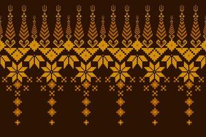 Geometric floral pattern background illustration.flower ethnic pixel pattern,Aztec style,abstract background.design for texture,fabric,clothing,decoration,print,sarong. vector