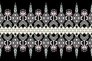Geometric floral pattern background illustration.flower ethnic pixel pattern,Aztec style,abstract background.design for texture,fabric,clothing,decoration,print,sarong. vector