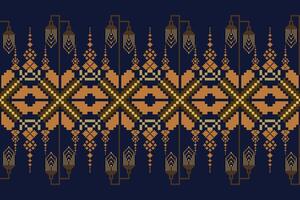 Geometric floral pattern background illustration.flower ethnic pixel pattern,Aztec style,abstract background.design for texture,fabric,clothing,decoration,print,sarong. vector