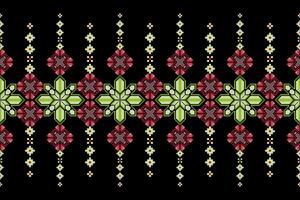 Geometric floral pattern background illustration.flower ethnic pixel pattern,Aztec style,abstract background.design for texture,fabric,clothing,decoration,print,sarong. vector