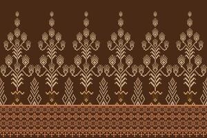 Geometric floral pattern background illustration.flower ethnic pixel pattern,Aztec style,abstract background.design for texture,fabric,clothing,decoration,print,sarong. vector