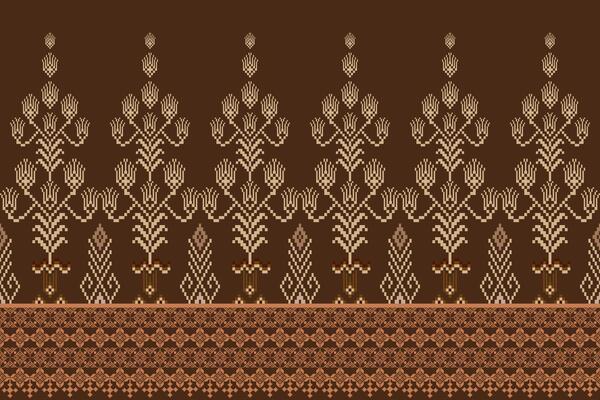 Geometric floral pattern background illustration.flower ethnic pixel pattern,Aztec style,abstract background.design for texture,fabric,clothing,decoration,print,sarong.