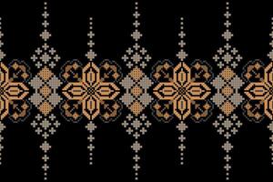 Geometric floral pattern background illustration.flower ethnic pixel pattern,Aztec style,abstract background.design for texture,fabric,clothing,decoration,print,sarong. vector