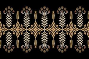 Geometric floral pattern background illustration.flower ethnic pixel pattern,Aztec style,abstract background.design for texture,fabric,clothing,decoration,print,sarong. vector