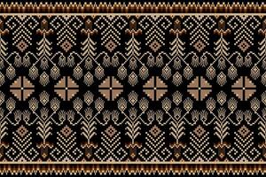 Geometric floral pattern background illustration.flower ethnic pixel pattern,Aztec style,abstract background.design for texture,fabric,clothing,decoration,print,sarong. vector