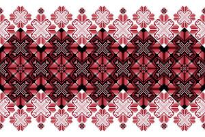 Geometric floral pattern background illustration.flower ethnic pixel pattern,Aztec style,abstract background.design for texture,fabric,clothing,decoration,print,sarong. vector